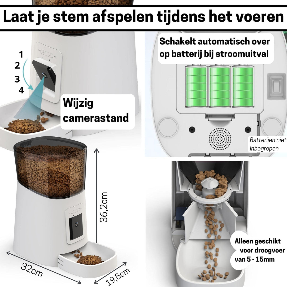 Voerautomaat Camera en Audio Inclusief SD-Kaart - Automatische Voerbak Wit - SpirePets