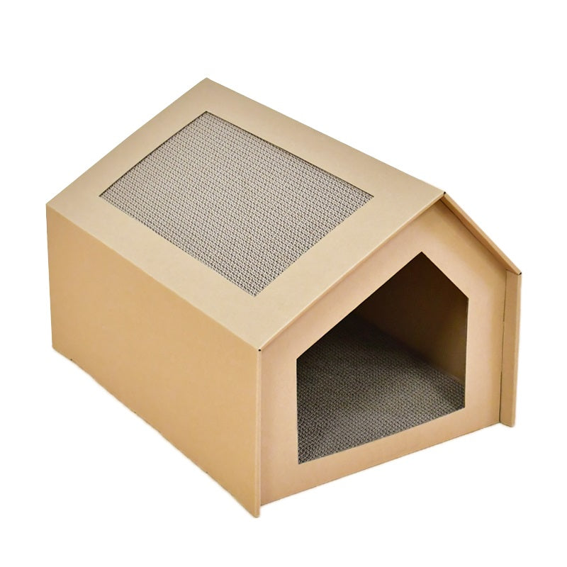 Kattenhuisje van karton – Speelhuisje voor katten inclusief krabplank - SpirePets