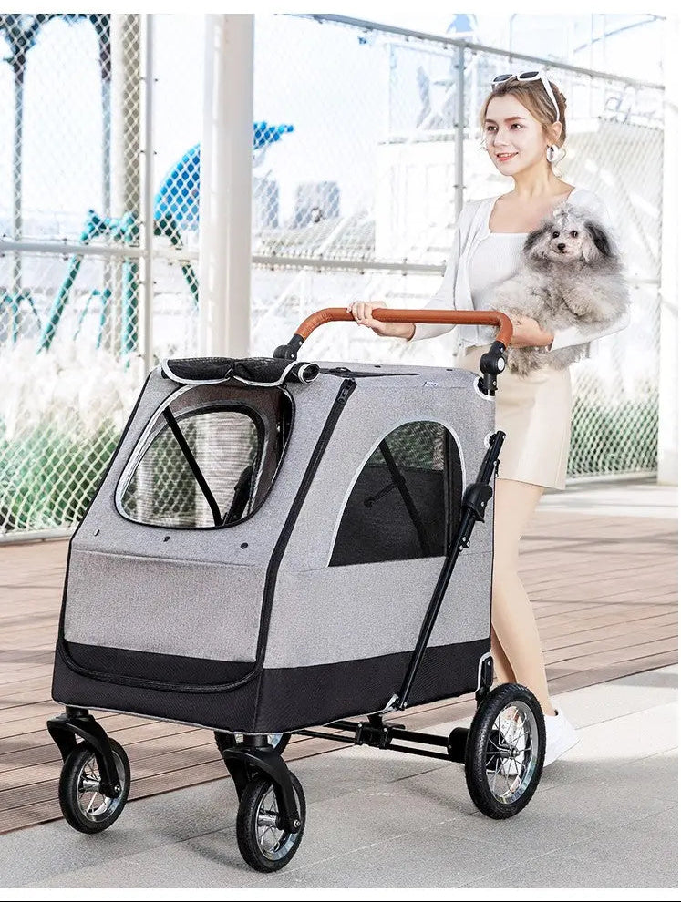 BELLO Wandelwagen voor honden - tot 2 of 3 honden mogelijk - 4-wielen - Inklapbaar - SpirePets