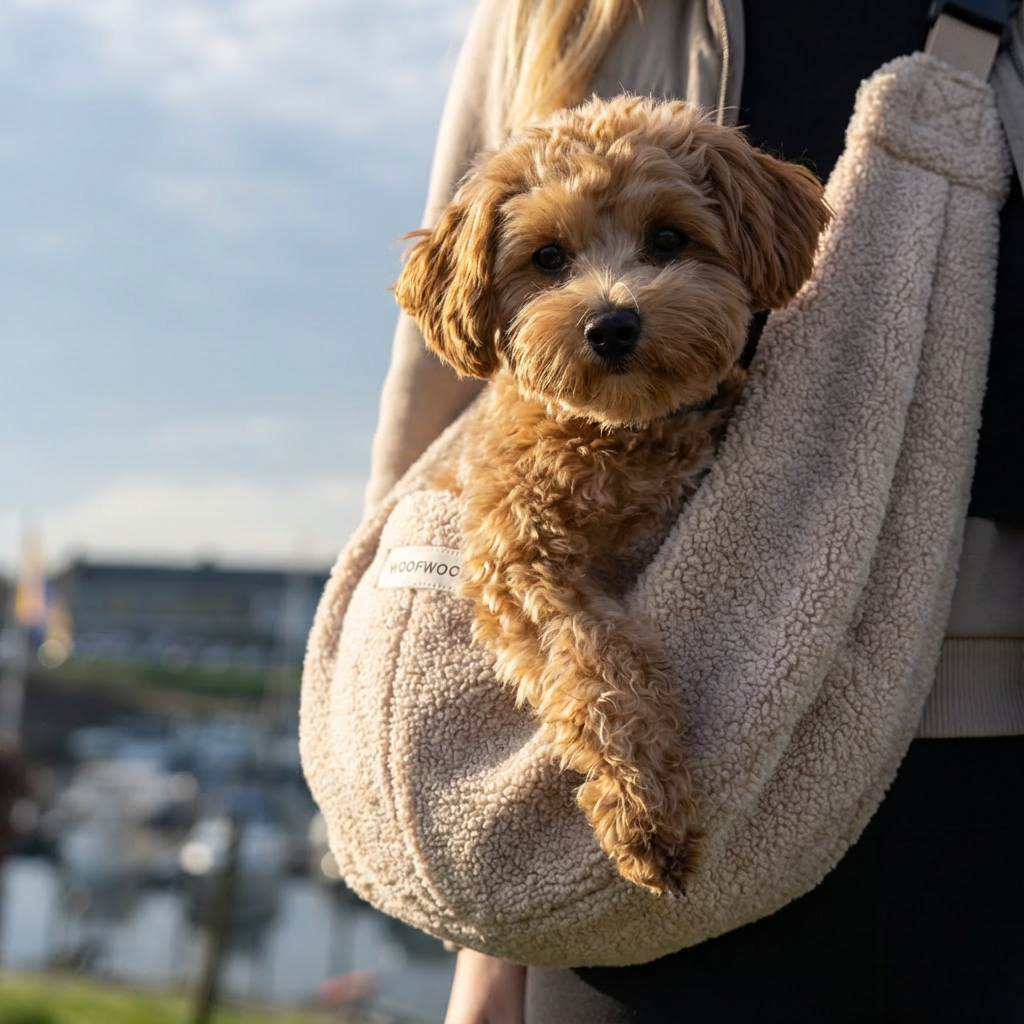 WOOFWOOF Honden Draagzak Beige | Luxe Puppy Draagtas - SpirePets