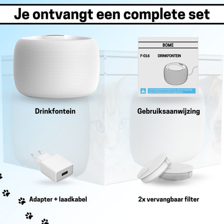 Drinkfontein - Kattenfontein - 2,5 liter - Waterfontein voor katten - Automatische spoeling - SpirePets