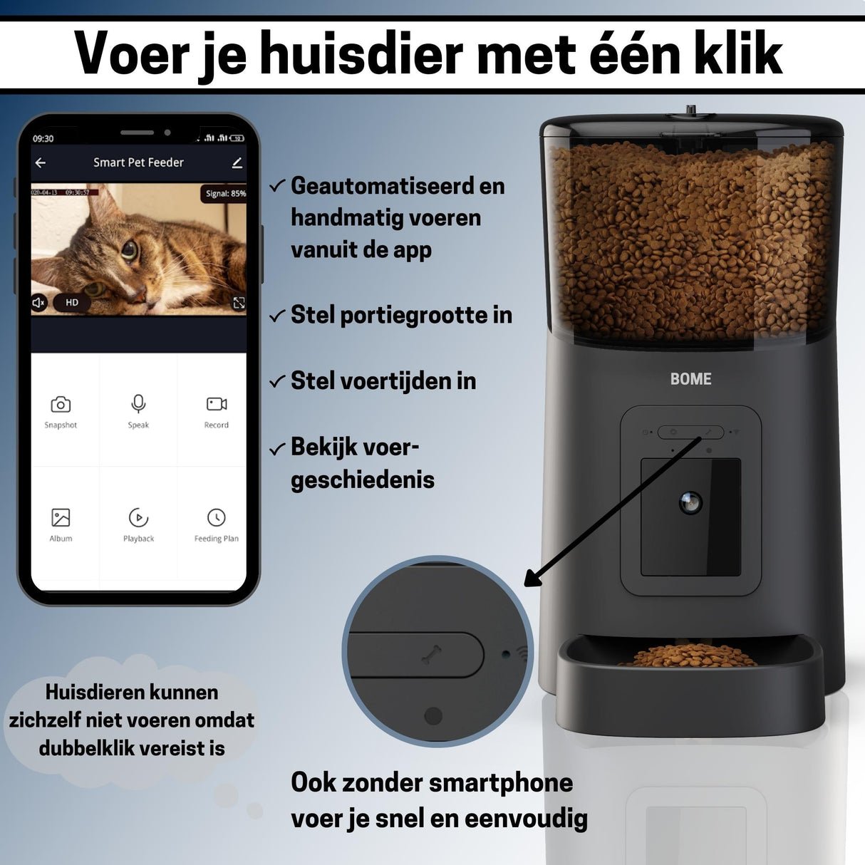 Voerautomaat met Camera en Audio Inclusief SD-Kaart - Automatische Voerbak - Zwart - SpirePets