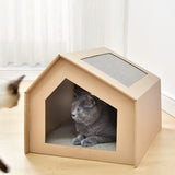 Kattenhuisje van karton – Speelhuisje voor katten inclusief krabplank - SpirePets