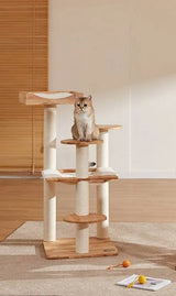 Massief houten kattenklimrek - groot platform - krabpaal - kattenmand - SpirePets