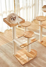 Massief houten kattenklimrek - groot platform - krabpaal - kattenmand - SpirePets