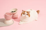 Verhoogde kattenvoerbak - keramische voerbak kat - roze - SpirePets