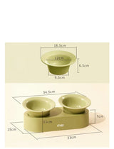 Keramische katten voer- en drinkbak - verhoogd ontwerp - lichtblauw en roze - SpirePets