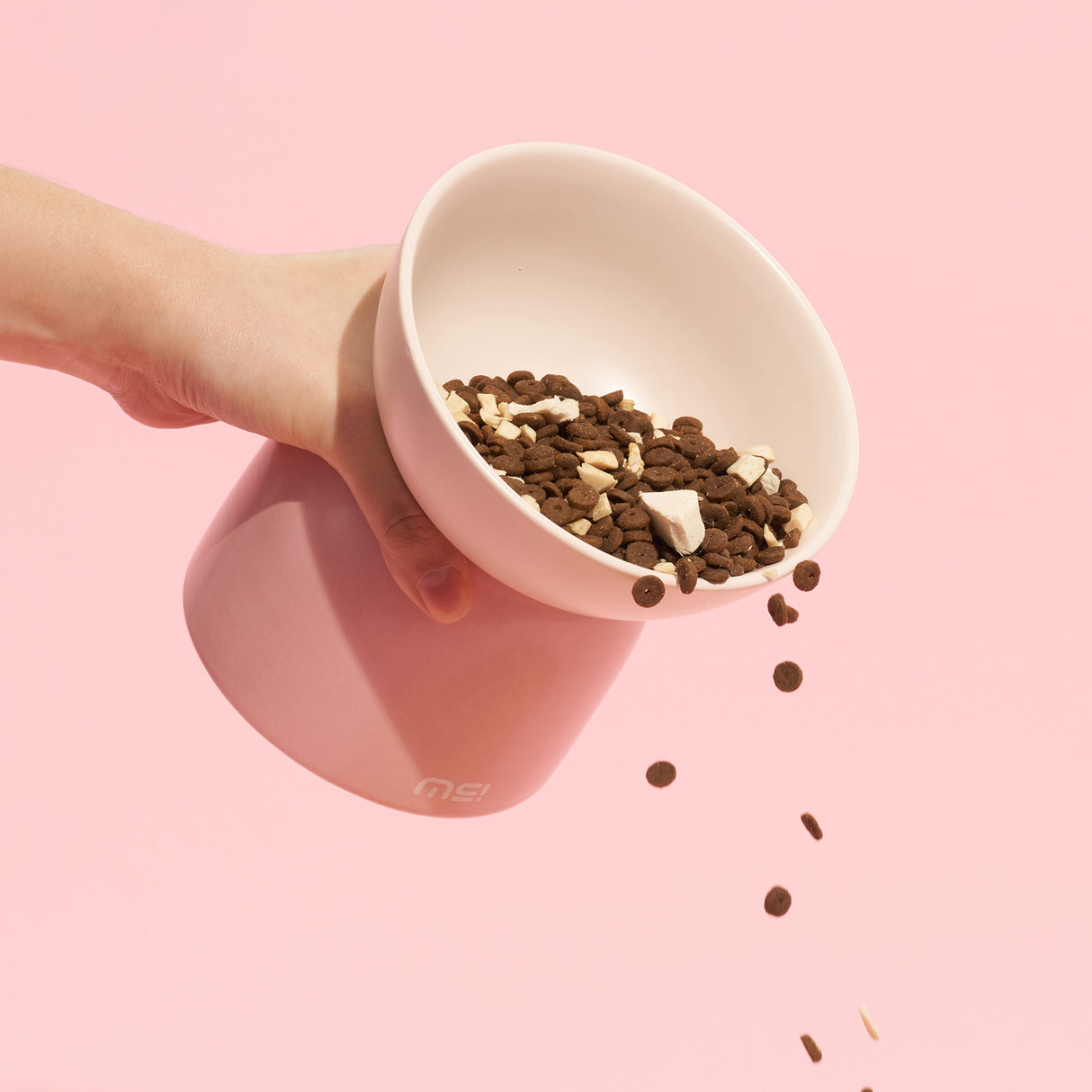 Verhoogde kattenvoerbak - keramische voerbak kat - roze - SpirePets