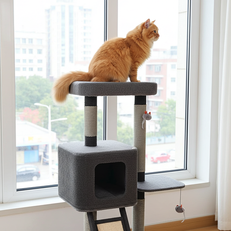 Luxe Krabpaal ROCKY – Modern Kattenmeubel met Huisje