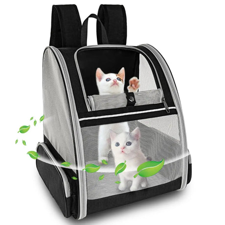 Kattenrugzak - hondenrugzak - doorzichtig - voor kleine huisdieren - 32 x 28 x 40 cm - honden draagtas - katten draagtas - SpirePets