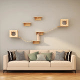 Katten klimwand | 2 Ladders krabpaal en 2 huisjes | Kat Klimmuur | Huisdieren | Vermaak voor katten - SpirePets