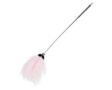 Kattenhengel met roze struisvogel verenbos | lengte 500mm | katten hengel | katten | kattenspeeltje - SpirePets